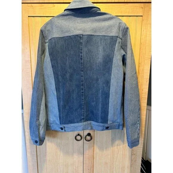 Latest TRIARCHY / ATELIER Denim 2 tones blue 100% cotton denim jacket size Small - Picture 4 of 7